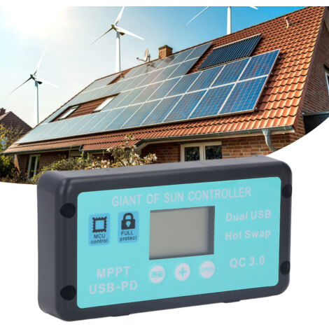 Controlador MPPT de 40 A y 12 V/24 V – Controlador de carga solar profesional con pantalla LCD y USB PD QC3.0 – 13,5 x 7 x 2,5 cm, aluminio