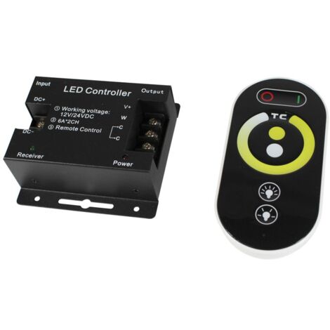Controlador / regulador de temperatura de color y mando RF para tira LED CCT 12/24V-DC 16A