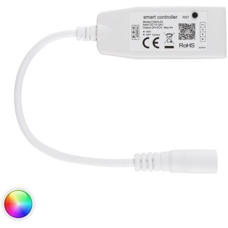 Controlador Regulador Mini WiFi Tira LED RGB 12/24V DC Blanco