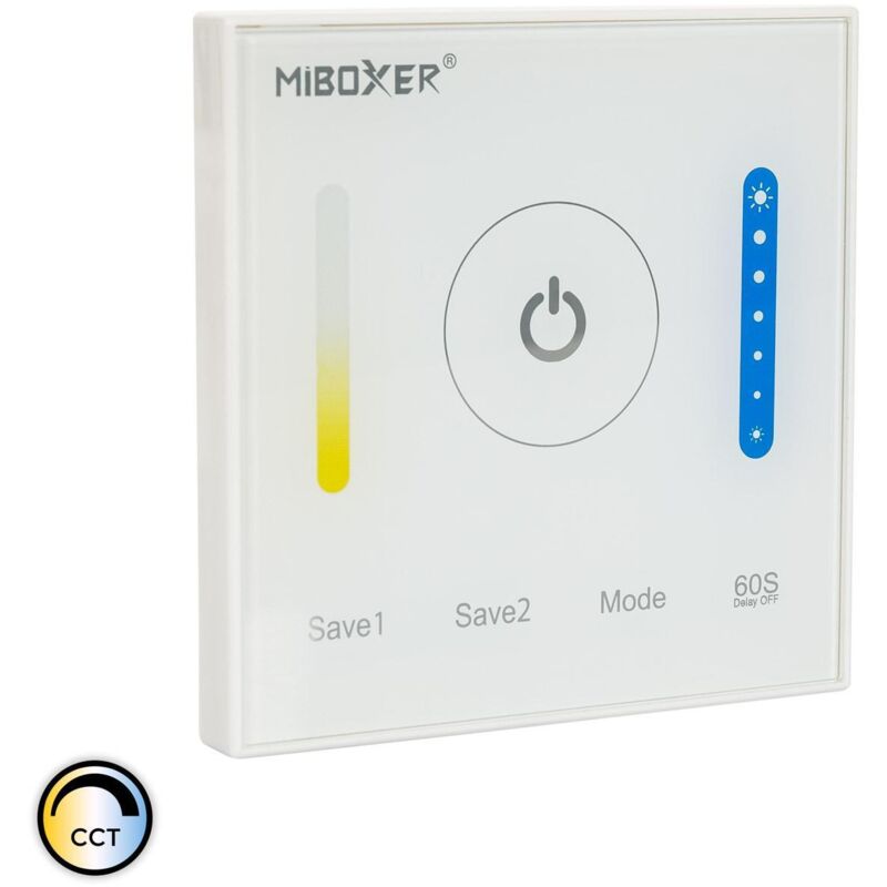 

Controlador Regulador Pared Táctil LED CCT 12/24V DC RF MiBoxer P2 Seleccionable (Cálido-Neutro-Frío) - Seleccionable (Cálido-Neutro-Frío)