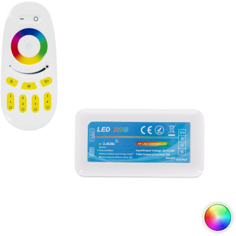 Controlador Regulador RGB 12/24V DC con Mando RF 4 Zonas RGB .