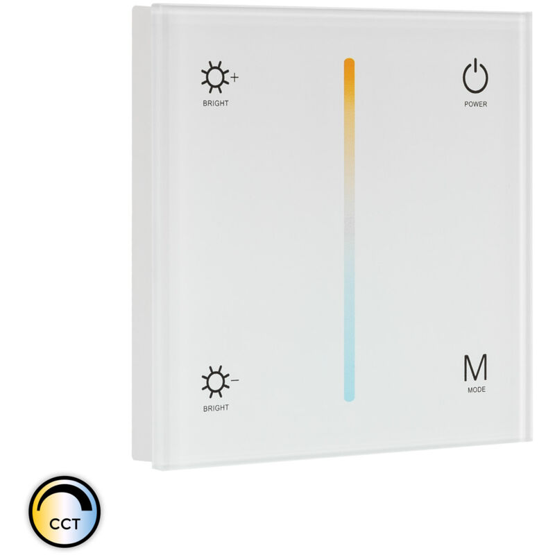 

Controlador Regulador Pared Táctil para Tira LED CCT 12/24V DC RF Blanco - Blanco