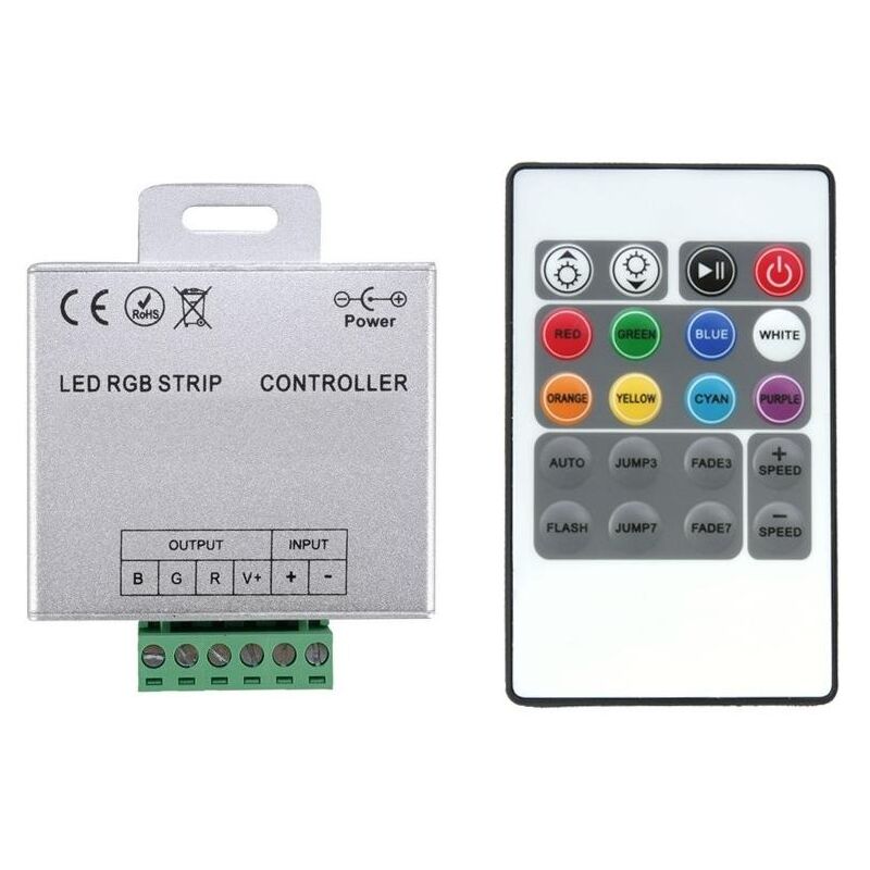 

Controlador Regulador Tira LED RGB 12/24V DC con Mando RF