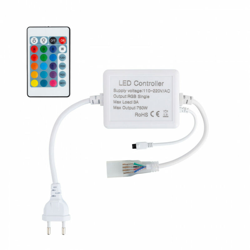 

Controlador Tira LED RGB 220V, Control Remoto IR 24 Botones