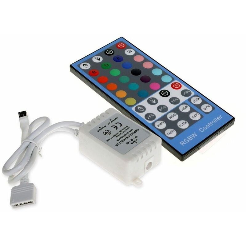 

Controlador Tira LED RGBW 12V-24V, Dimmer por Control Remoto IR 40 Botones