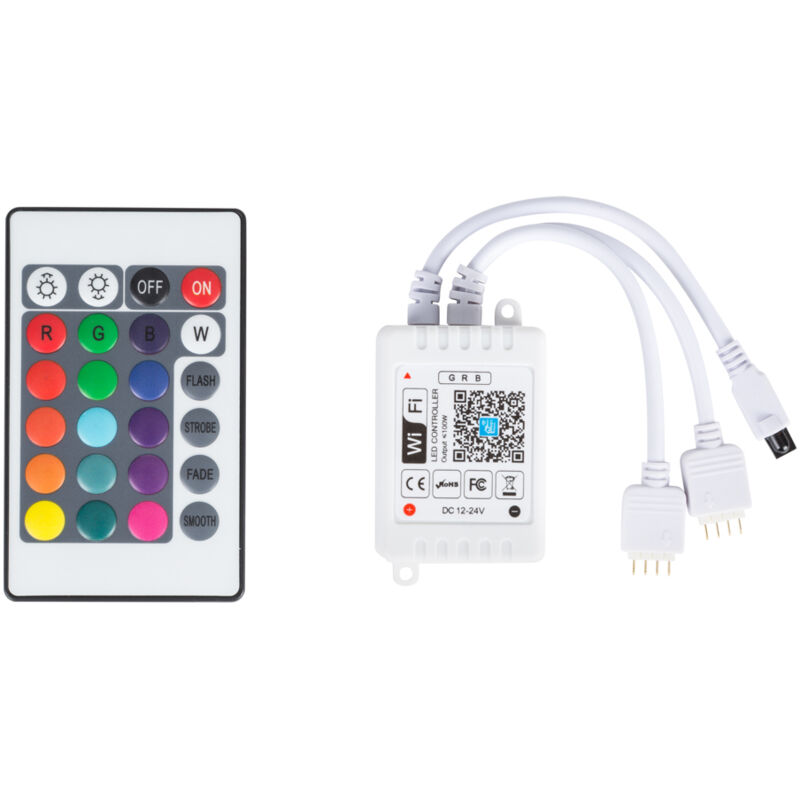 

Greenice - Controlador WIFI Doble Tira LED RGB Comptable Alex/Google Home con Mando [TB-WFXB-IR24] (TB-WFXB-IR24)