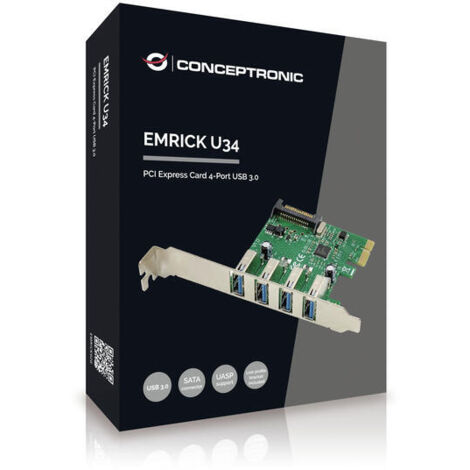 CONTROLADORA CONCEPTRONIC PCI EXPRESS 4 PUERTOS USB 3.0 EMRICK U64