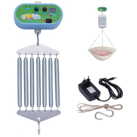 Contrôle de berceau électrique, berceau électrique automatique avec 7 ressorts, poids de charge max. 20 kg, amplitude de vibration réglable pour berceau de bébé à ressort, balançoire pour bébé