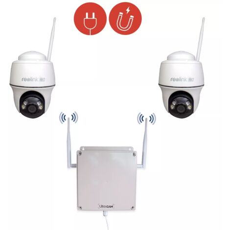 Contrôleur 4G (aimanté) + 2 caméras motorisées 4K / Détection intelligente / Vision nocturne 10m + Cartes SD (UltraCAM)