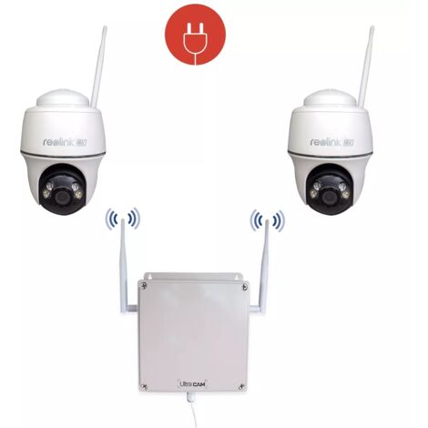 Contrôleur 4G IP65 + 2 caméras motorisées 4K / Détection intelligente / Vision nocturne 10m + Cartes SD (UltraCAM)
