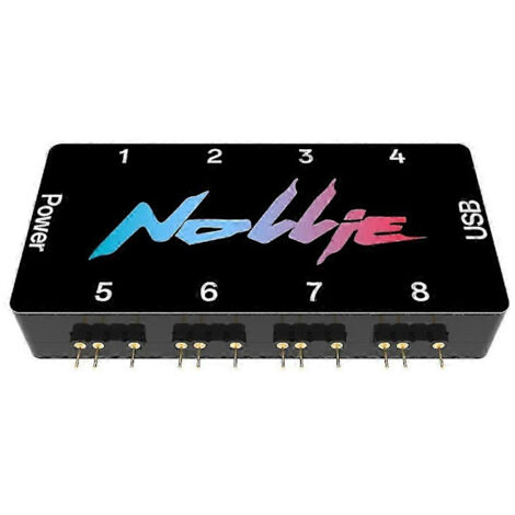 Contrôleur ARGB adressable NOLLIE 8 ports 5 V 3 broches compatible SignalRGB, OpenRGB et alimentation SATA pour interface carte mère étendue