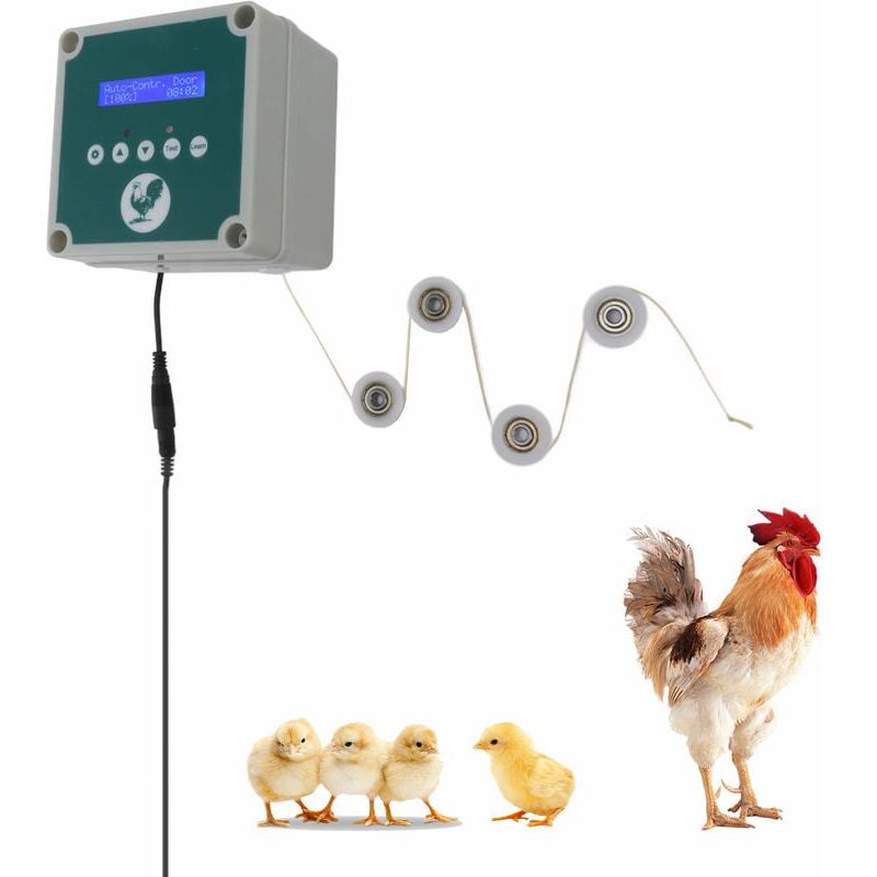 Contrôleur automatique de porte de poulailler IP44 Ouvre-cage Télécommande Kit de moteur d'actionneur de porte de poulailler avec minuterie Capteur