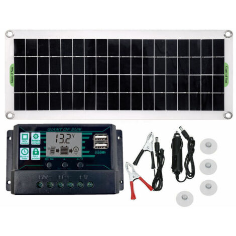 Contrôleur de Charge 100A avec Écran LCD, Régulateur de Batterie pour Panneau Solaire 12V/24V, Double USB
