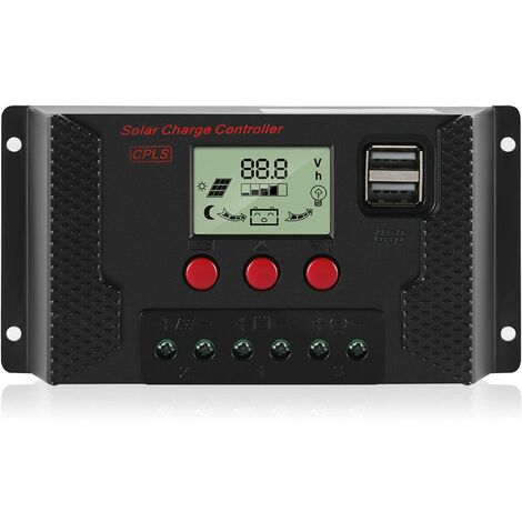 Contrôleur de Charge 40A Régulateur de Charge Panneau Solaire Identification Automatique 12V/24V avec écran LCD et Port 5V USB