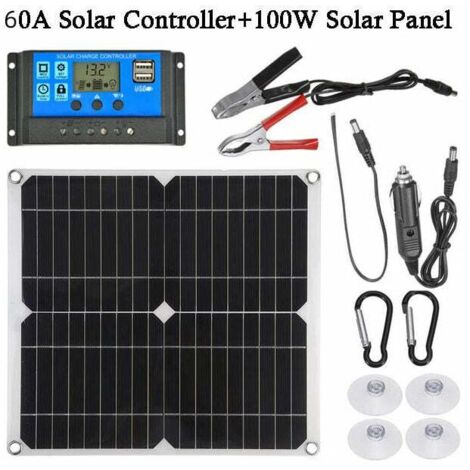 Contrôleur de charge de batterie de kit de panneau solaire 100W 60A 12V