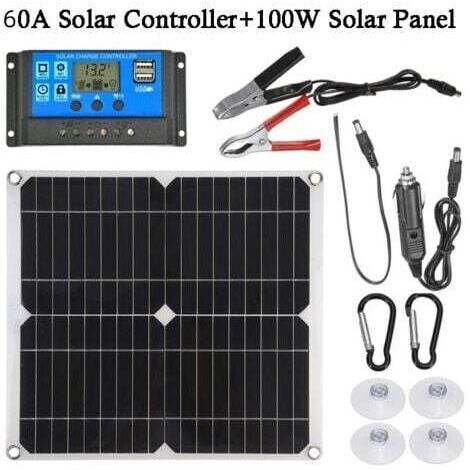 Contrôleur de charge de batterie de kit de panneau solaire 100W 60A 12V