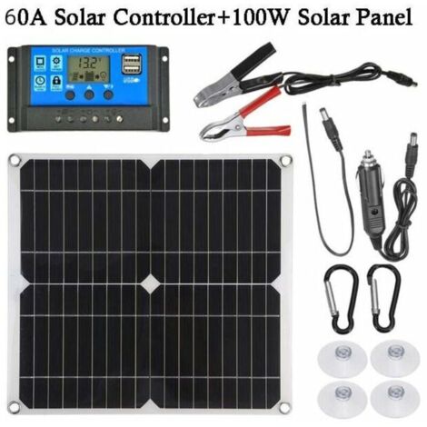 Contrôleur de charge de batterie de kit de panneau solaire 100W 60A 12V