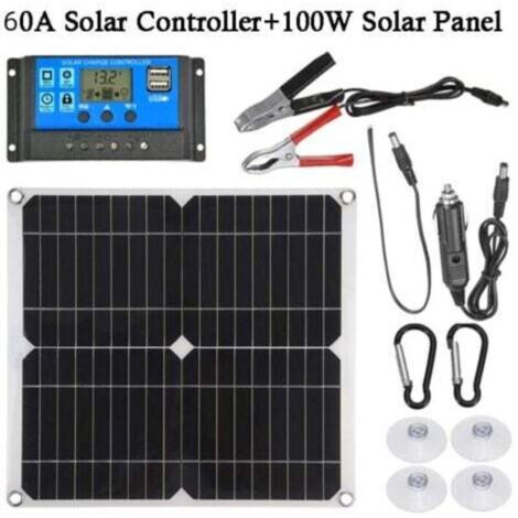 Contrôleur de charge de batterie de kit de panneau solaire 100W 60A 12V