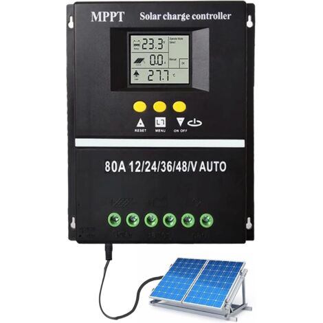 Contrôleur de charge photovoltaïque - Contrôleur de charge photovoltaïque, Contrôleur de charge solaire Dispositif de gestion de l'énergie solaire avec écran LCD (80 A)