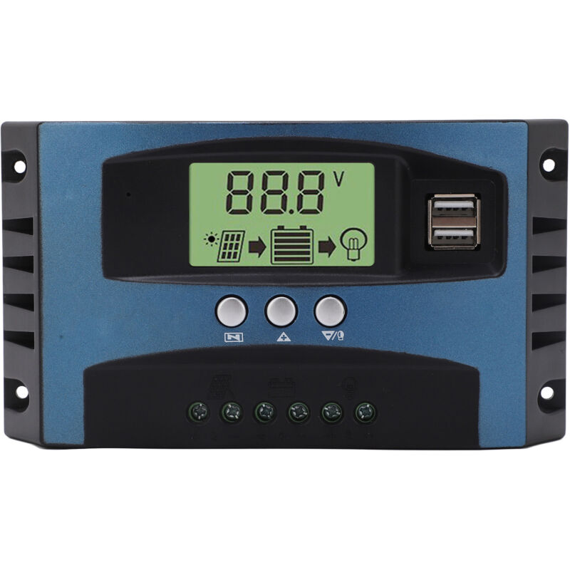 Contrôleur de charge solaire 12 v 24 v Identification intelligente mppt Charge Écran lcd Régulateur de charge du panneau solaire 30 a (décharge 10 a)