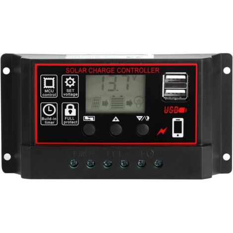 Contrôleur de Charge Solaire 12V 24V 50A, contrôleur photovoltaïque de Chargeur d'énergie Solaire 50A avec Affichage numérique de Sortie USB 5V