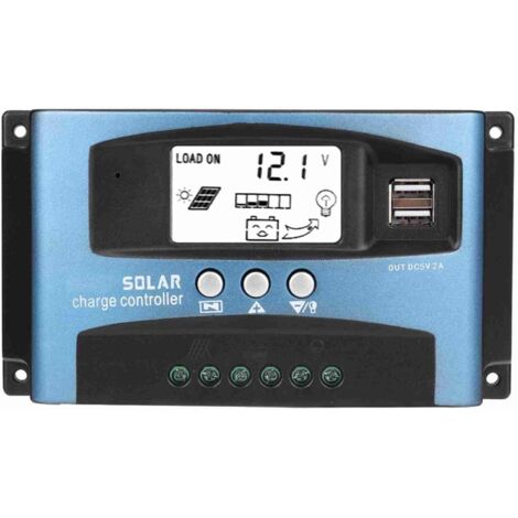 Contrôleur de Charge Solaire 60A, Contrôleur de Batterie Intelligent Régulateur Panneau Solaire USB 12V 24V Avec LCD