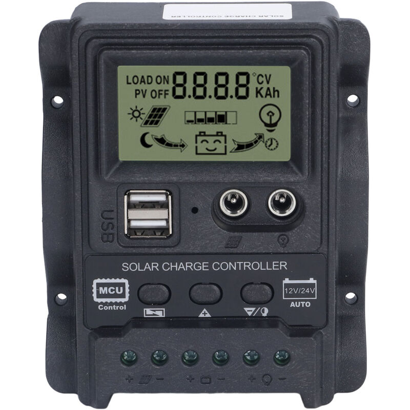 Contrôleur de Charge solaire double usb abs lcd affichage pwm contrôleurs de Charge contrôle de la lumière 12V24V30A 390W 780W