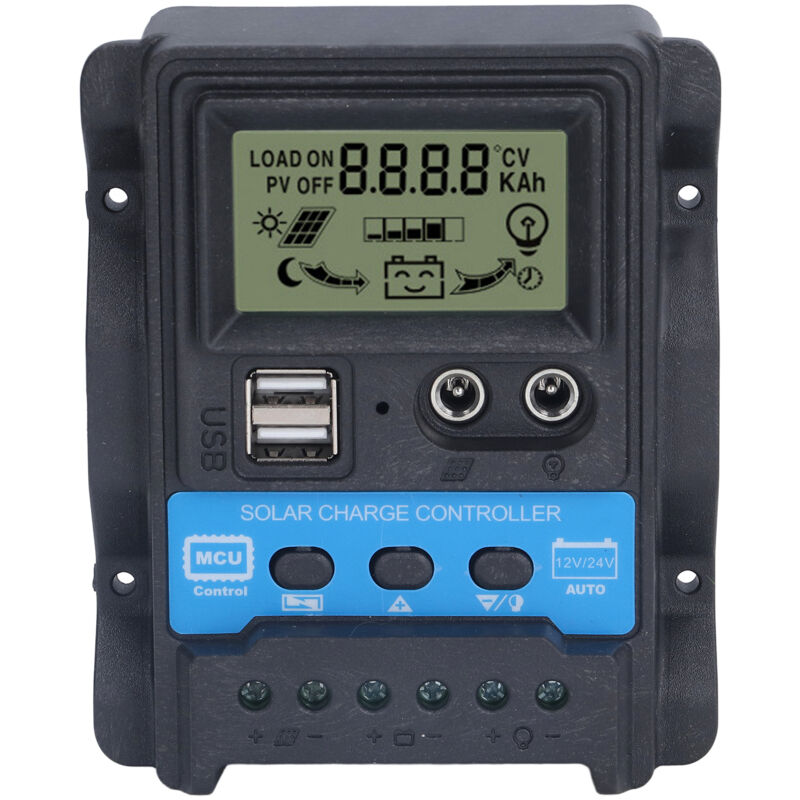 Contrôleur de Charge solaire écran lcd double sortie usb 5 v régulateur de contrôle de Charge pwm 10A 130 w (12 v) 260 w (24 v)