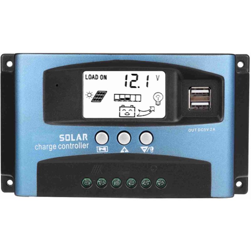 Contrôleur de charge solaire MPPT 100A, double écran LCD USB 12V 24V