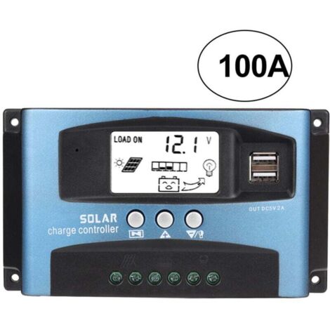 Contrôleur de Charge Solaire MPPT 100A Double Écran LCD USB 12V 24V pour Panneau Photovoltaïque
