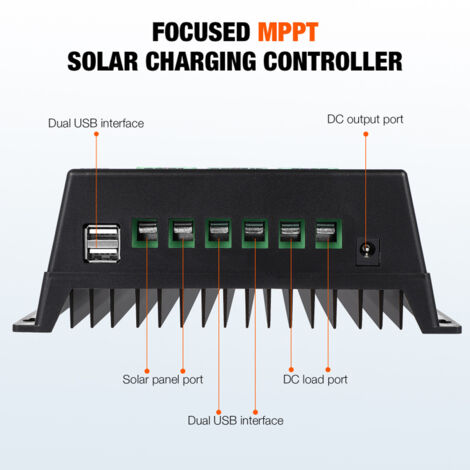 Contrôleur de Charge solaire MPPT 100A, pour batterie au Lithium acide RV automatique 12/24/36/48V, affichage LCD, double USB, accessoires de régulateur Intelligent