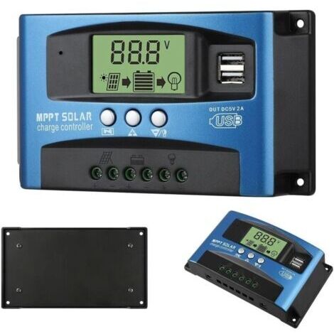 Contrôleur de charge solaire MPPT 40 A 12 V 24 V USB, décharge automatique, régulateur de panneau solaire LCD
