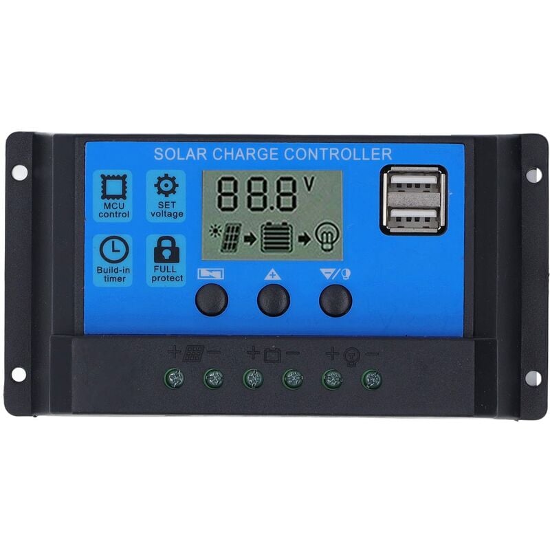 Rubberskin - Jeffergarden Contrôleur de Charge Solaire mppt Double usb 5V Sortie Régulateur de Panneau Solaire Affichage lcd pwm Régulateur de
