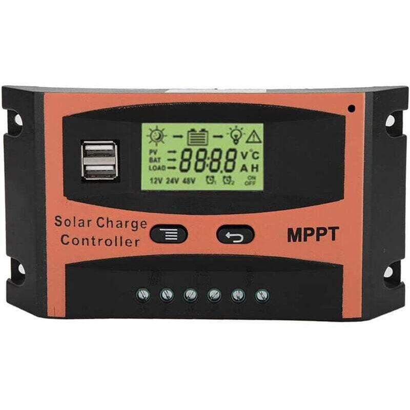 Contrôleur de charge solaire régulateur de batterie de panneau solaire 12V/24V avec écran lcd, protection contre les surcharges pour la maison,