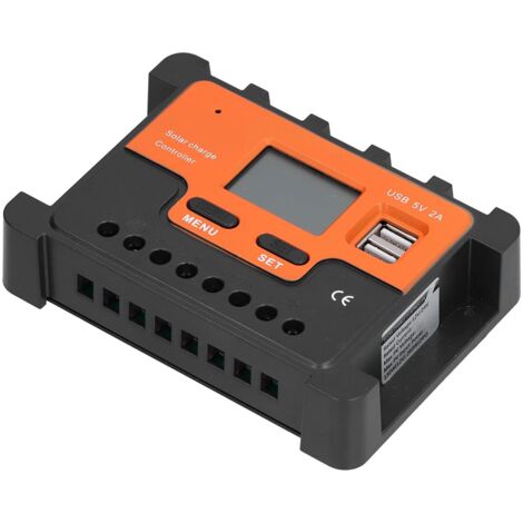Contrôleur de Charge Solaire, Régulateur Intelligent de Batterie de Panneau Solaire 12V 24V Avec Double Port Usb pour La Maison, L'Industrie, Les Affaires, Régulateur de Décharge de Charge(20A)