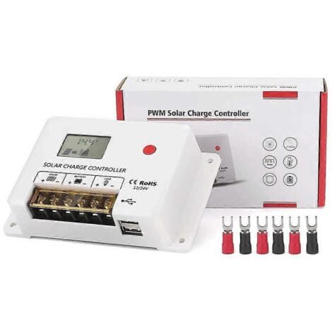Contrôleur de chargeur solaire 30A 20A 10A 12V-24V MPPT pour panneaux solaires et batteries PWM avec écran LCD - Contrôleur domestique PV - 20A