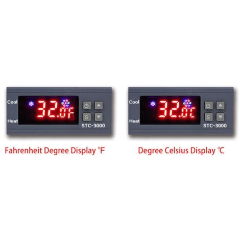 Contrôleur de commutateur de température numérique STC-3000, affichage ℃ ℉, relais de chauffage et de refroidissement, capteur NTC, Thermostat de contrôle de la température pour l'éclosion du r