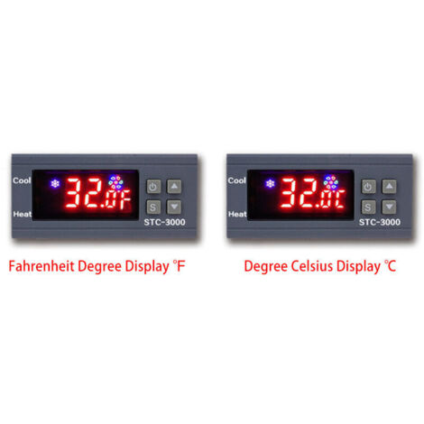 Contrôleur de commutateur de température numérique STC-3000 affichage ℃ ℉ relais de chauffage et de refroidissement capteur NTC Thermostat de contrôle de la température pour l'éclosion du r
