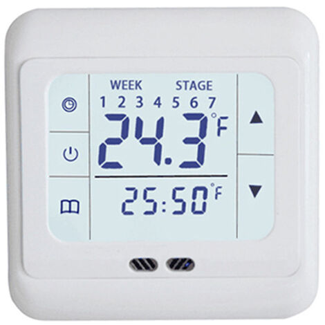 Contrôleur de température à écran tactile intégré Grand écran LCD à écran tactile Thermostat numérique blanc AC 220V
