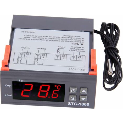 Contrôleur de température AC 110V-220V, Thermostat Numérique Tout Usage STC-1000 avec NTC Sonde de Capteur de Température, Centigrade Regulateur de Temperature, Chaleur/Refroidissement,-VEBTles