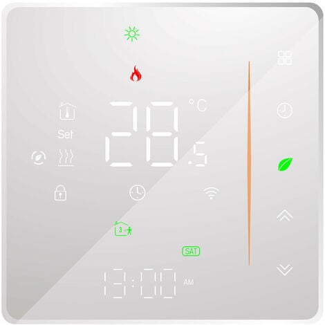 Contrôleur de température de thermostat intelligent WiFi hebdomadaire programmable prend en charge le contrôle tactile/application mobile/commande vocale compatible avec Alexa/Google Home