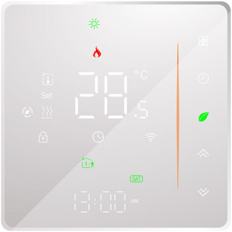 Contrôleur de température de thermostat intelligent 2.4GHz WiFi hebdomadaire programmable prend en charge le contrôle tactile/application mobile/commande vocale pour chaudière à eau/gaz 5A blanc
