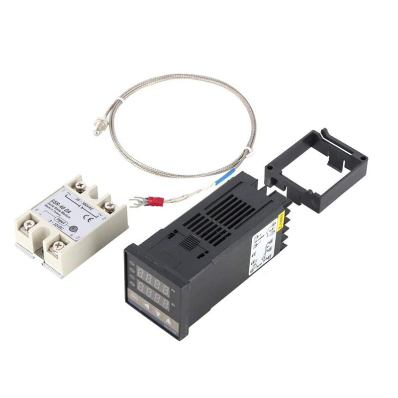 Contrôleur de température intelligent PID, contrôleur de température numérique REX-C100 + relais à semi-conducteurs 40A + thermocouple K Kit GD 0 à