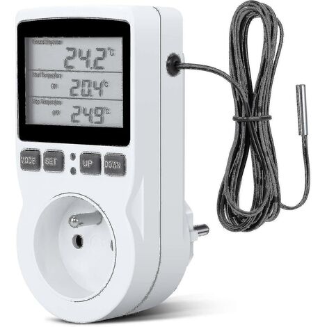 Contrôleur De Température Lcd De Prise De Thermostat De Refroidissement Numérique/Chauffant, 230V Pour Le Contrôleur De Température De Ferme De Serre/Thermostat De Terrarium (Prise)