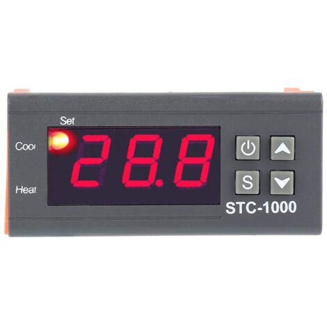 Contrôleur de température numérique à deux étages STC1000 avec affichage en °C et relais de chauffage/refroidissement