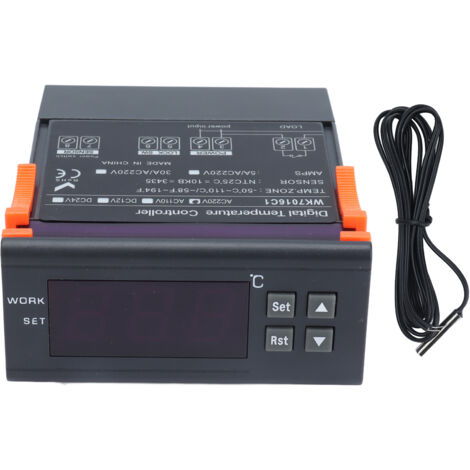 Contrôleur de Température Numérique avec Sonde et Affichage LCD, Thermostat Électronique AC220V/5A