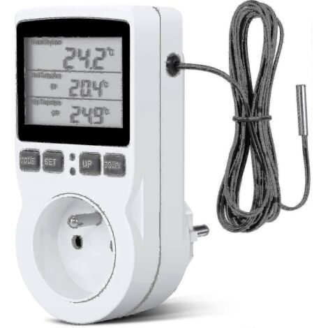 Contrôleur de température numérique, thermostat de chauffage et de refroidissement avec prise LCD, 230 V pour serres et exploitations agricoles.