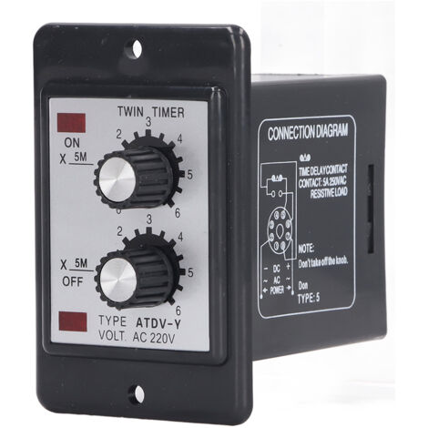 Contrôleur de Temporisation Double 30M, Relais 1NO 1NC 220V AC 5A pour Systèmes d'Automatisation