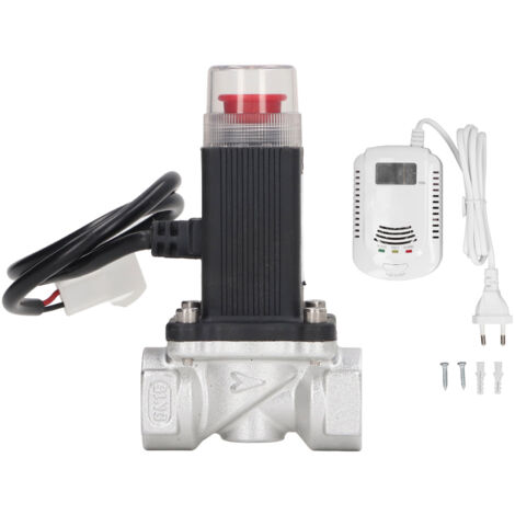 Contrôleur de vanne à gaz avec alarme et arrêt automatique, détecteur de fuite, valve solénoïde AC 90‑240V prise UE