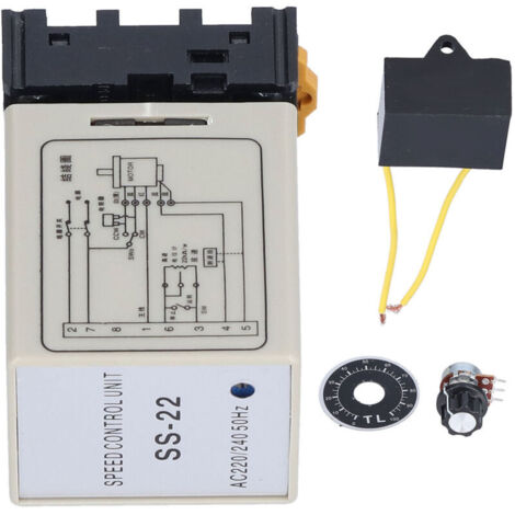 Contrôleur de Vitesse pour Moteur à Courant Alternatif Monophasé 6W‑200W 220V/240V Régulateur SS‑22